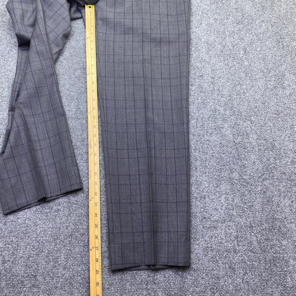Lauren Ralph Lauren Mens 40R Suit 2 Piece Grey Purple Plaid Double Breasted 34W - Picture 13 of 16